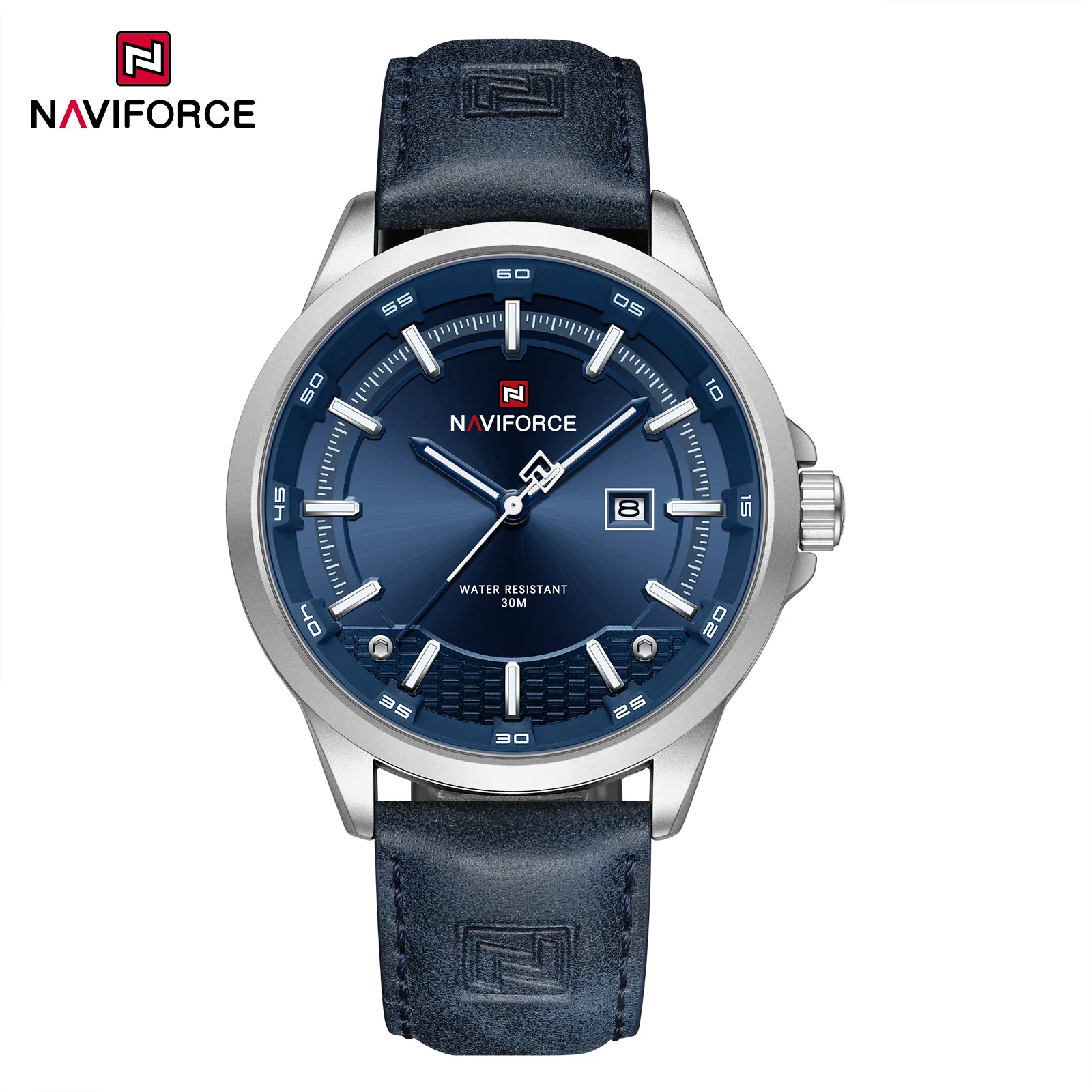 Naviforce NF9248L Men's Executive Quartz Watch – Leather Strap, Calendar Function, 3ATM Water