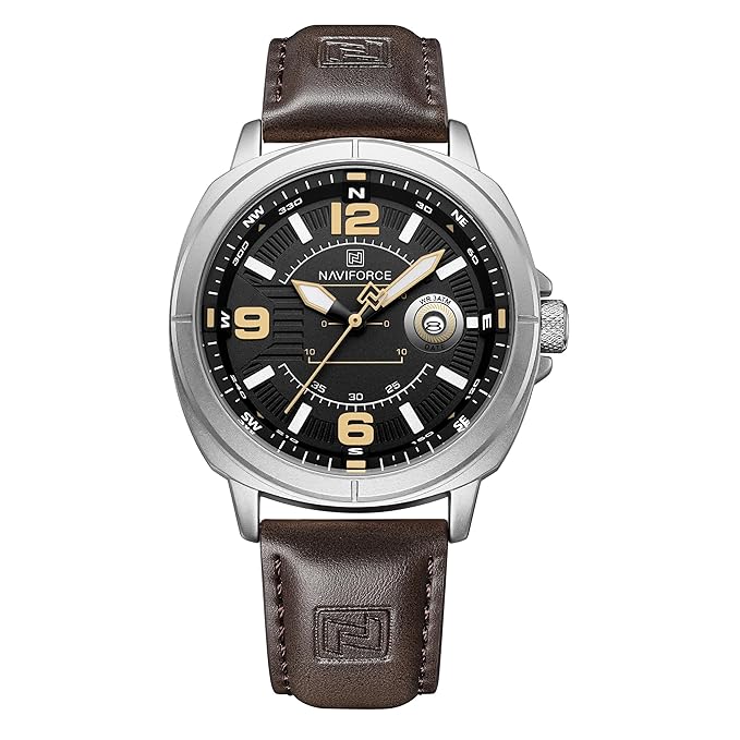 NAVIFORCE NF8078 Modern Sporty Style Leather Strap Analog Watch