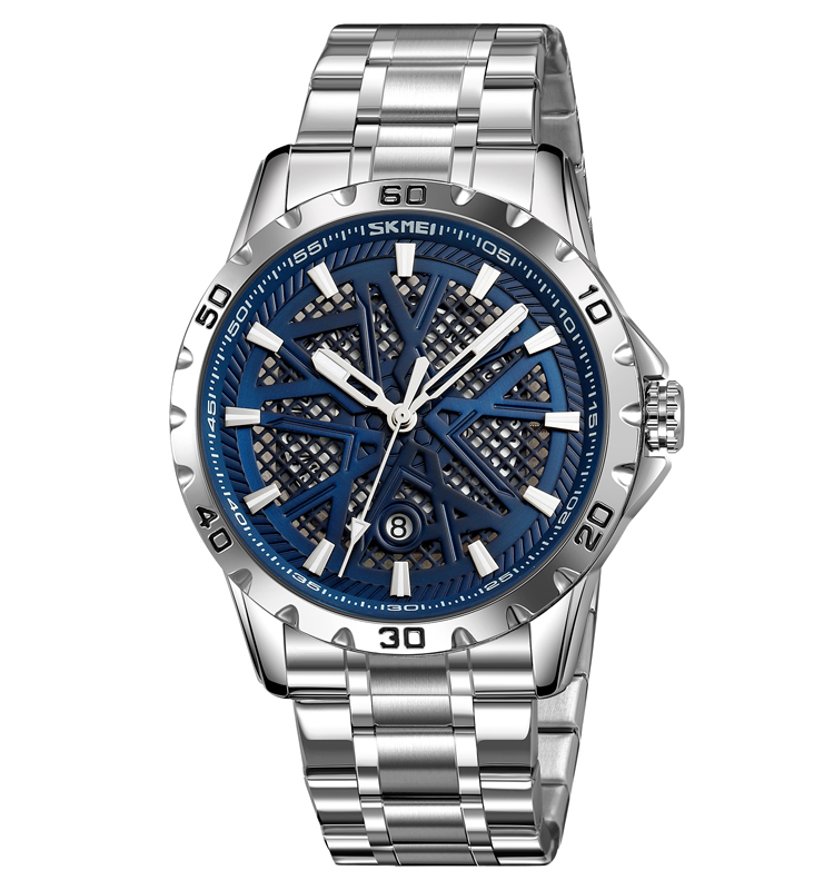 Skmei 9337 Quartz Hollow Out Dial Waterproof Stainless Steel Srap Watch