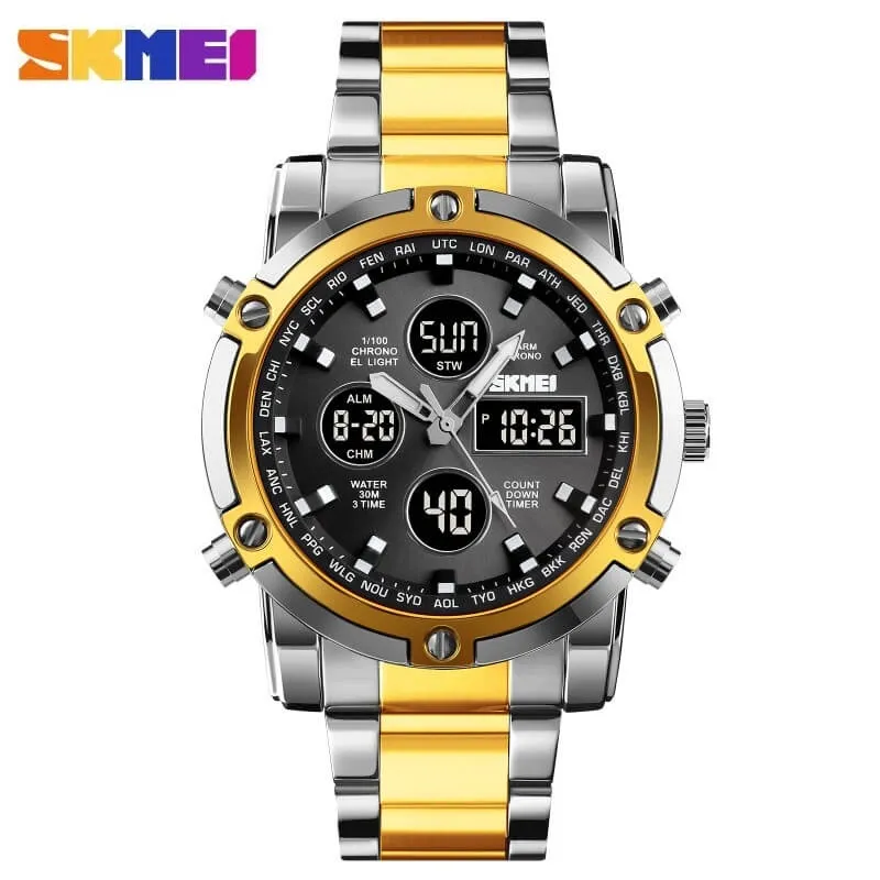 SKMEI 1389 Luxury Fashion Sport Waterproof Stainless Steel Watch
