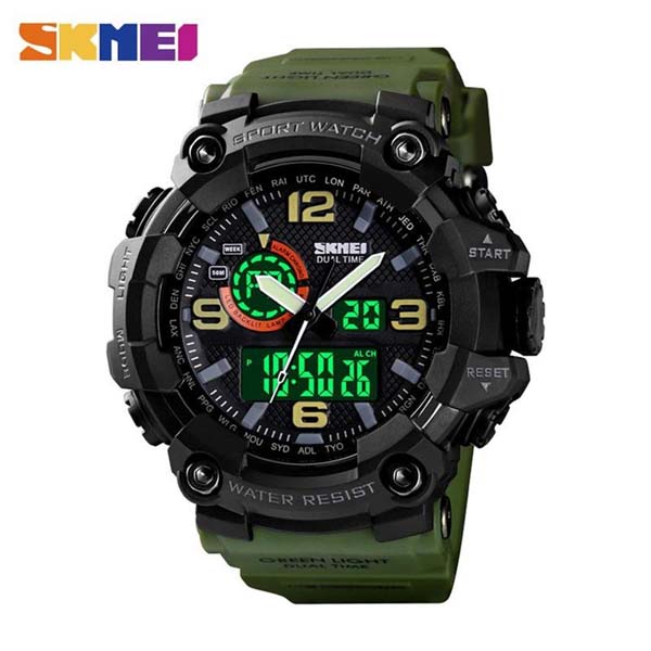 SKMEI 1520 Fashion Sports Digital Large Dial Multifunction 50M Waterproof Dual Time Watch For Men