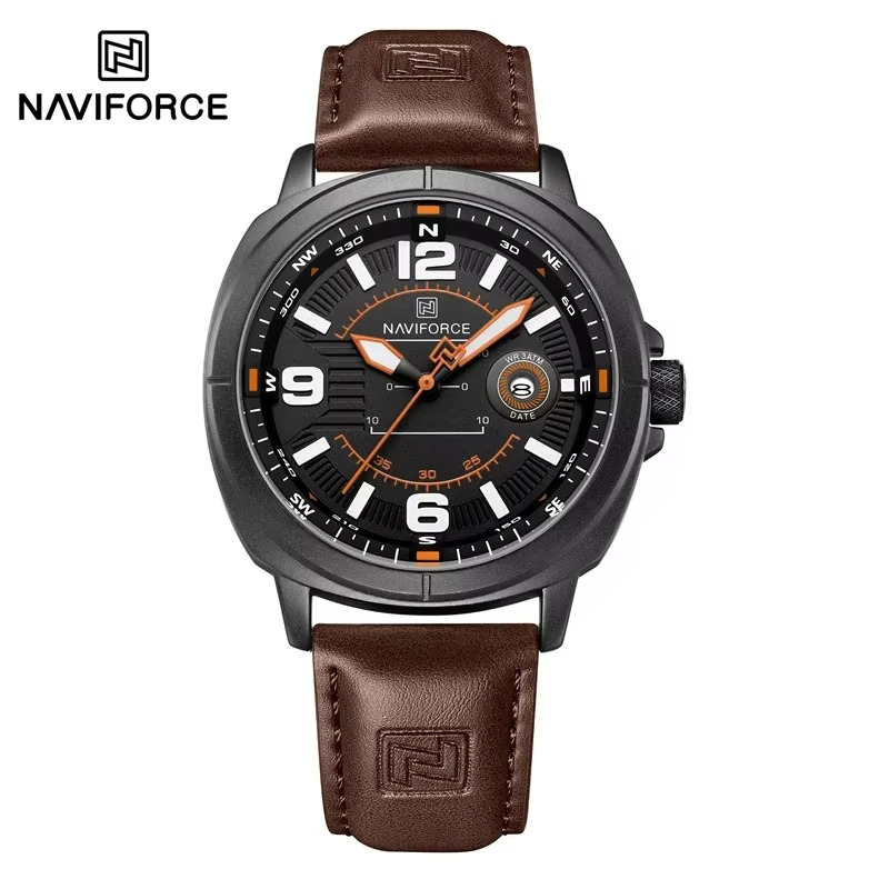NAVIFORCE NF8078 Modern Sporty Style Leather Strap Analog Watch