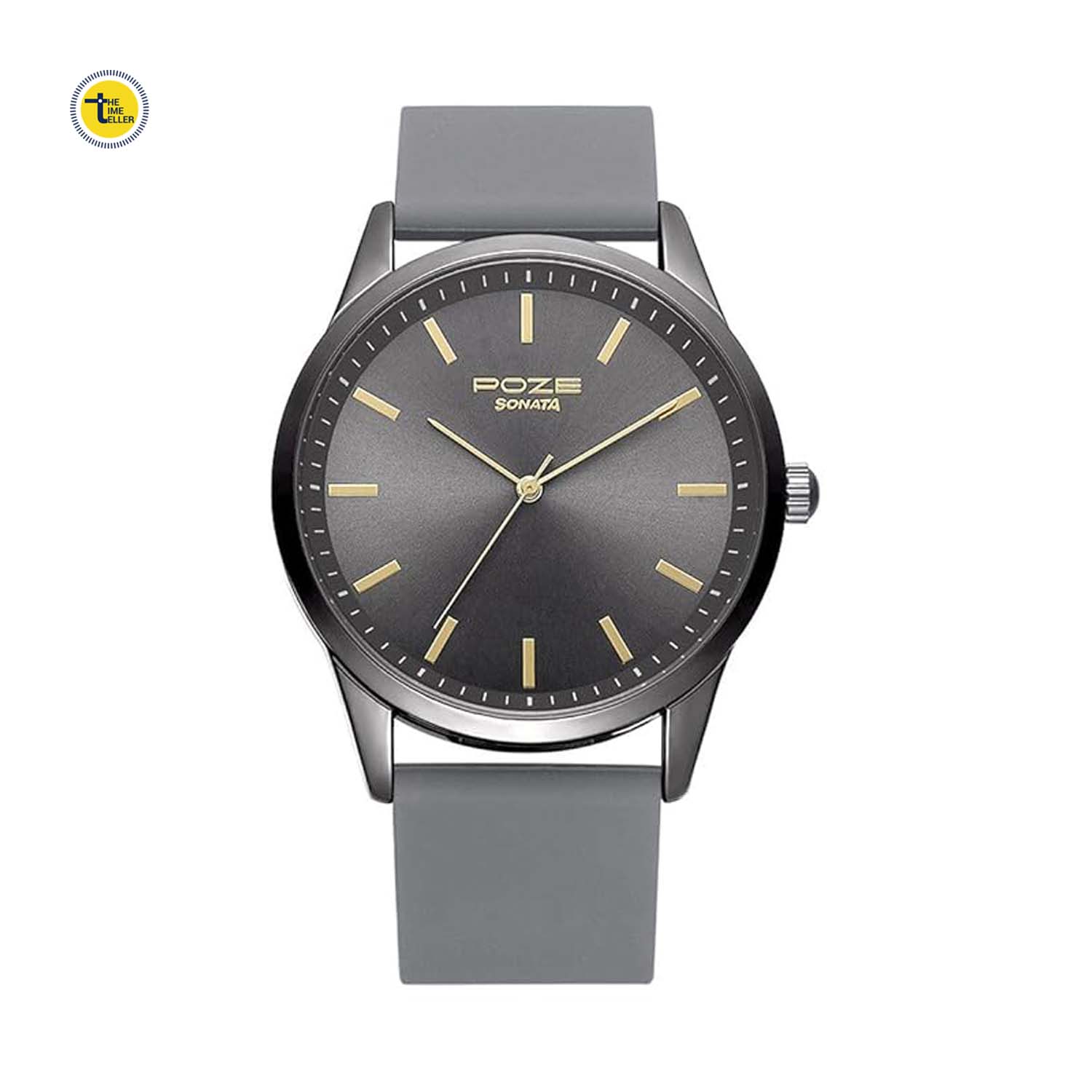 Sonata Poze Quartz Analog Black Dial Silicone Strap Watch for Men-SP70019QP04W